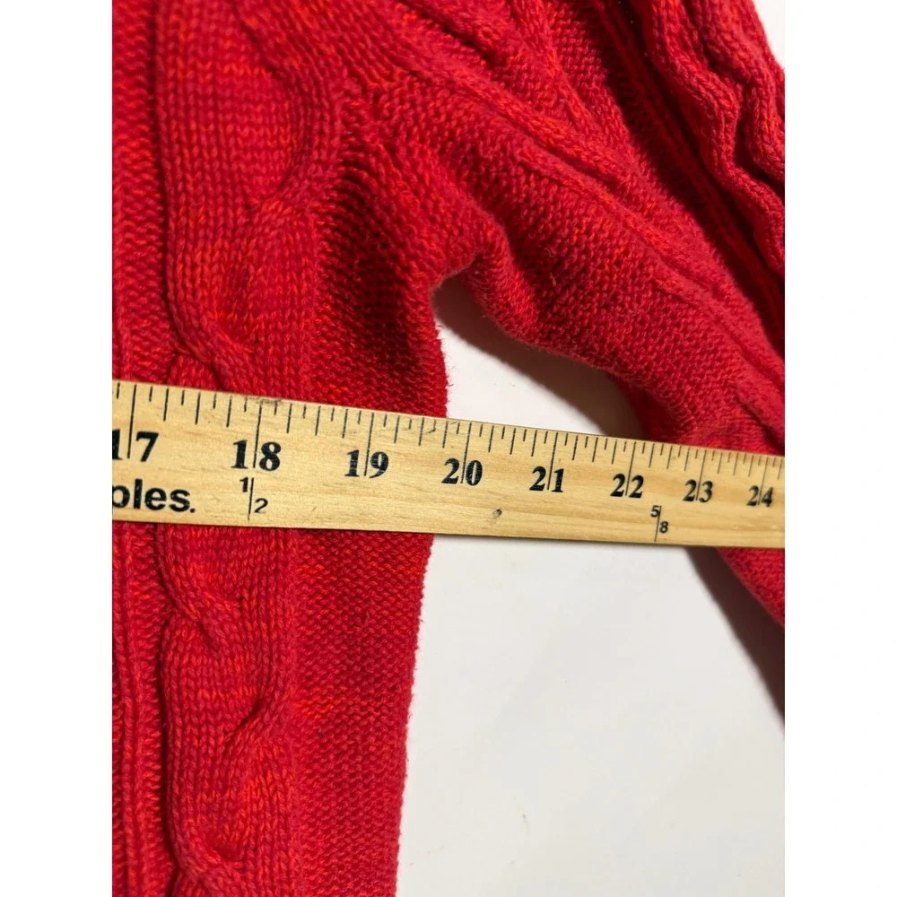 Gap Red Cable Knit Sweater Mens Medium Crew Neck Raglan Long Sleeve Pullover